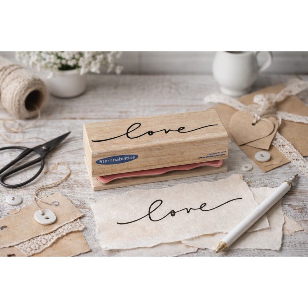 Stampabilities Script Love Wood Mounted Rubber Stamp Craft Card Making